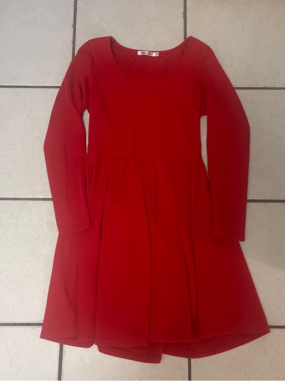 White Mark Girls Red Long-Sleeve Casual Dress